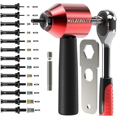 WelderElite Rivet Nut Drill Adaptor Tool Kit Contains 290 Rivet Nuts and 13 mandrels