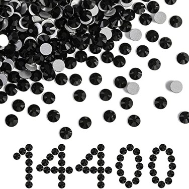Beadsland Flat Back Crystal Rhinestones Bulk, Jet Black, SS10, 14400pcs