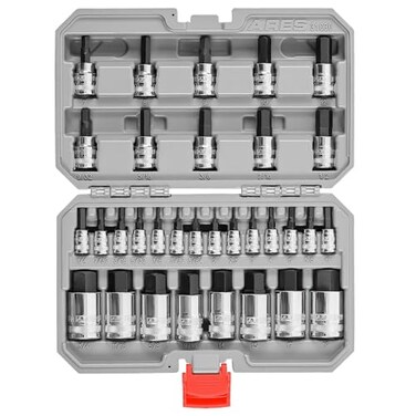 ARES 31030 32-Pc Master SAEMetric Hex Bit Socket Set - 1/4,3/8,1/2-In