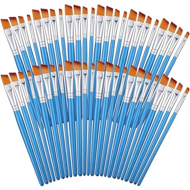 Sherr 48 Pcs Paint Brush Set Bulk, 0.28, 0.35, 0.43, 0.59 Inch, Angle Style