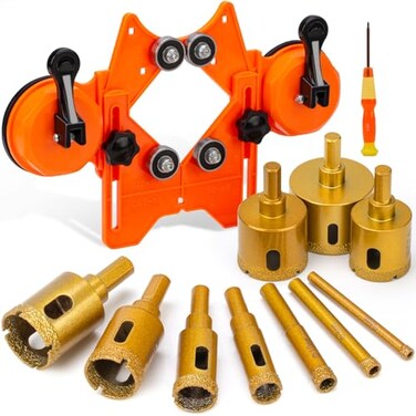 THINKWORK Diamond Drill Bits, Dry/Wet Brazing Hollow Drill Hole Saw Kit