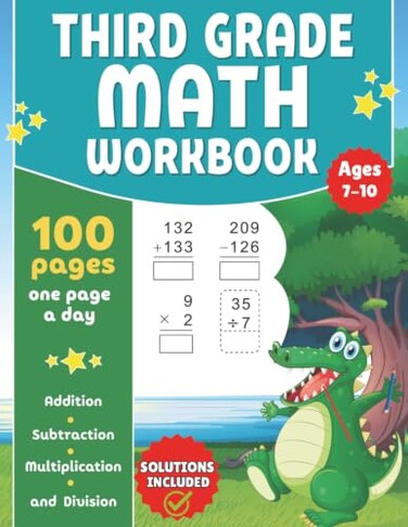 Majosta 3rd Grade Math Workbook Addition,Subtraction,Multiplication and Division: 100 Pages ,2000 Exercises One Page A Day
