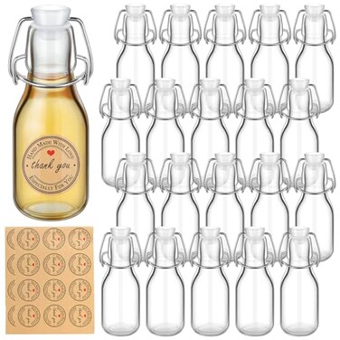 Queekay 20 Pack Mini Swing Top Glass Bottles