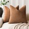 Foindtower Solid Textured Chenille Throw Pillow Covers 20x20 Inch,Bronze