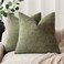 Foindtower Solid Textured Chenille Throw Pillow Covers 22x22,Olive Green