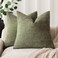 Foindtower Solid Textured Chenille Throw Pillow Covers 22x22,Olive Green