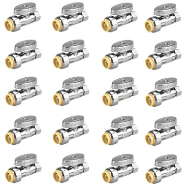 PXZBLG 20pcs Straight Stop Valve, 1/2" PTC Input, 3/8" OD Compression Output