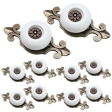 suiwotin Ceramic Knobs, White Dresser Knobs, 10pcs