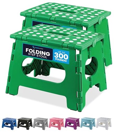 Handy Laundry Folding Step Stool 9 Inch 2-Pack, Green, Holds 300 lbs