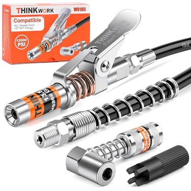 THINKWORK Grease Gun Coupler Set with 90&deg; Grease Coupler Adaptor