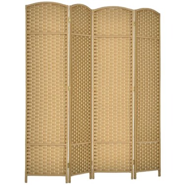 HOMCOM Room Divider 4 Panel Folding Privacy Screen 5.6' Tall Black