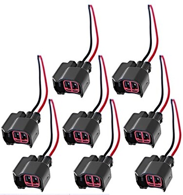 Vkinman 8 Pcs Fuel Injector Pigtail Connector Plug Wire EV6