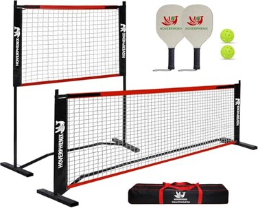 Hoverphenix Small Pickleball Net Set - 4FT/10FT Dink Rebounder Net with Paddle Set of 2