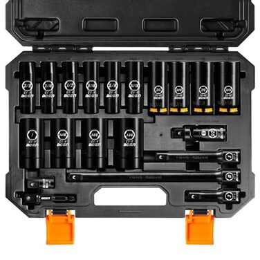 BOEN Pro 20-Piece 1/2" Drive Deep Impact SAE Socket Set, 3/8"-1-1/4", CR-MOCR-V Steel, Upgraded TorqueDurability, Includes Extensions, Joint, Adapter – Meets ANSI