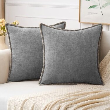 MIULEE Decorative Couch Throw Pillow Covers 18x18 Inch Dark Gray 2 Pack