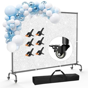 GLOSHOOTING 10x7.5ft Backdrop Stand with Wheels, Adjustable Photo Stand Kit