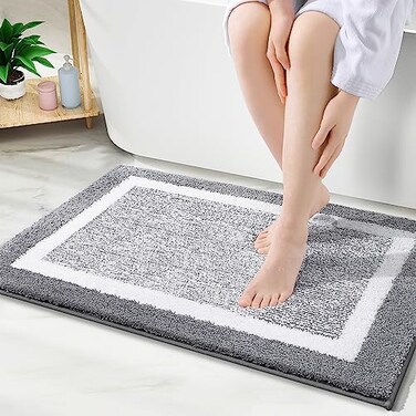 OLANLY Bathroom Rugs 30x20, Soft Absorbent Microfiber Bath Rugs, Grey