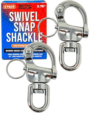 Better Boat Stainless Steel Quick Release Snap Shackles, 2-Pack