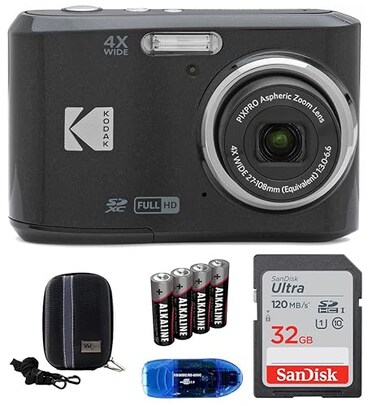 Kodak Pixpro FZ45 Digital Camera Bundle, Includes: SanDisk 32GB Memory Card, Spare Batteries, Hard Shell Camera Case and Card Reader (5 Items(Black