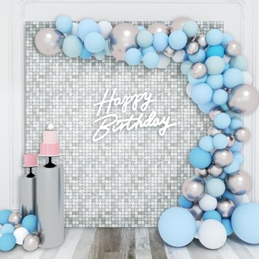 Kate Silver Shimmer Wall Backdrop, 36pcs Sequin Panels