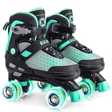 SULIFEEL Adjustable Roller Skates for Kids, Light Up Wheels