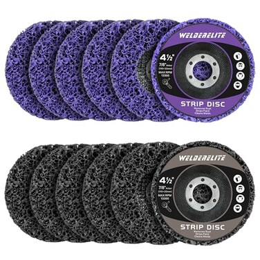 WelderElite Paint Stripping Disc Set 4-1/2'' 12-Pack (6 Purple, 6 Blackfor Angle Grinders Rust Remover, StripperWheel Discs