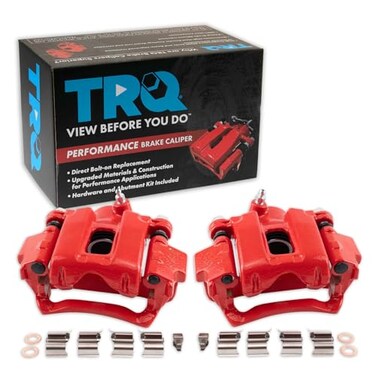 TRQ Performance Rear Brake Caliper Set 2 Piece Painted Red Brackets