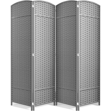 Sorbus Foldable Room Divider, Mesh Privacy Screen (4 Panel, Light Gray