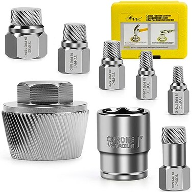 Topec 1.5'' Tub Drain Extractor, 8PCS Pipe Nipple Extractor Set