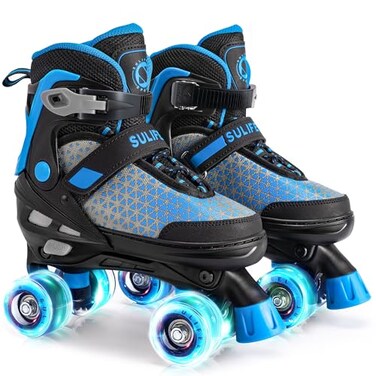 SULIFEEL Adjustable Roller Skates for Kids, Light Up Wheels