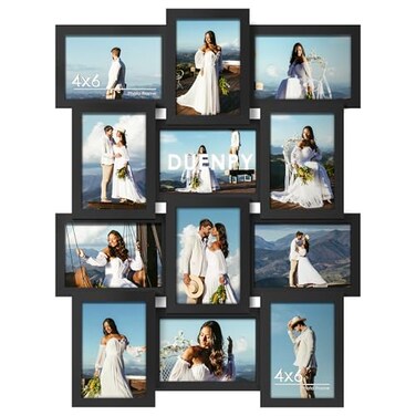 DUENPY 4x6 Collage Frame 12 Pack Glass Assembly Required Black