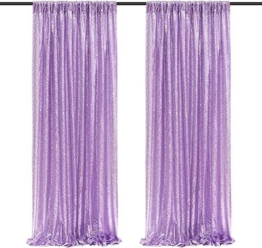 Poise3EHome 2Pcs 2Ft x 8Ft Sequin Backdrop Curtains, Glitter Photography Background, Sequence Xmas Thanksgiving Backdrop (Lavender, 2 pcs-2ftx8ft