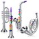 Treela 4 Pcs Kids Instruments Set, Musical Toy Trumpet Gift, Silver, Basic