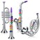 Treela 4 Pcs Kids Instruments Set, Musical Toy Trumpet Gift, Silver, Basic