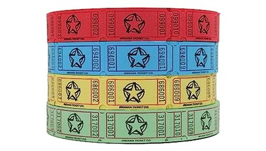 INDIANA TICKET CO. Raffle Tickets Single Roll, Assorted Star 4-Pack, 2,000 Tickets per Roll