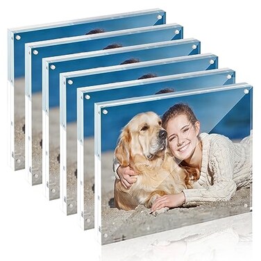 TWING 8x10 Acrylic Frame 6 Pack,20MM Thicker Frameless Clear Picture Frames