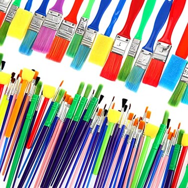 Lincia 90pcs Paint Brush Set Bulk for Acrylic and Washable Paints