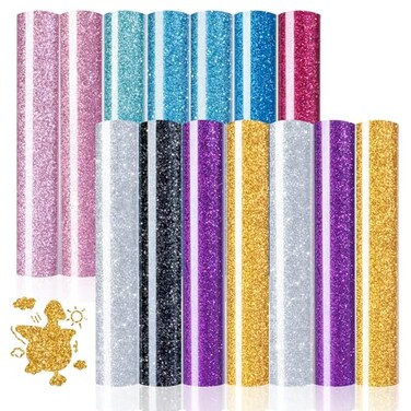 HTVRONT Glitter Heat Transfer Vinyl - 15 Pack 12" x 10" Glitter HTV Vinyl