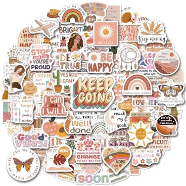 WAKEMOODEI 200PCS Inspirational Stickers, Boho Motivational Decals