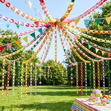 Lincia 1000 Sheets Paper Chain Garland Strips, Bright