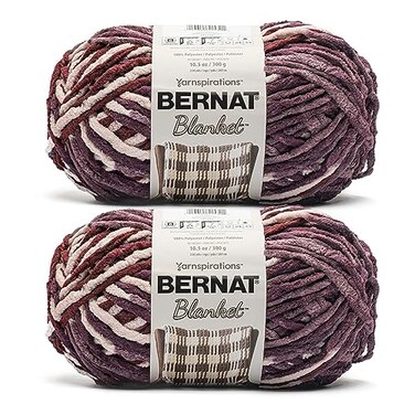 Bernat Blanket Yarn Super Bulky Soft Chenille Yarn Plum Preserves 2-Pack