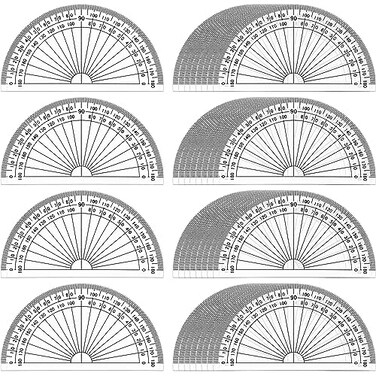 Zonon 100 Pcs 4 Inch Plastic Clear Protractor Bulk Math Protractors Set