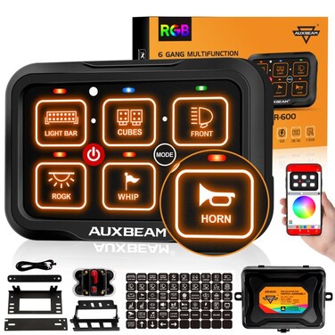 Auxbeam 6 Gang Switch Panel Bluetooth AR-600 with RGB APP Control 3 Modes