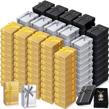 Bucherry 72 Pcs Small Gift Boxes Bulk Cardboard Jewelry Box with Bow