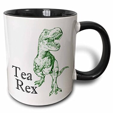 3dRose Tea Rex 11oz Two-Tone Black Mug