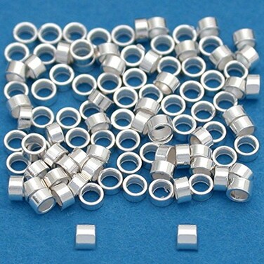 FindingKing Sterling Silver Crimp Beads 2 X 1mm (100