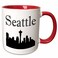 3dRose Seattle skyline 11oz Two-Tone Red Mug