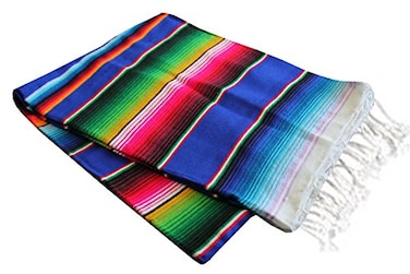 Del Mex Mexican Serape Blanket (X-Large, Blue
