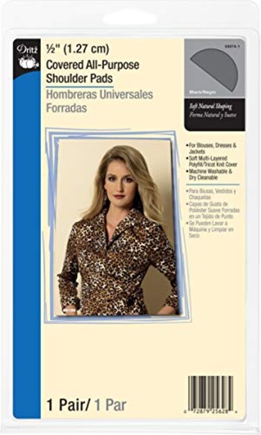 Dritz 1/2" Covered All-Purpose Shoulder Pads-Black 2/Pkg