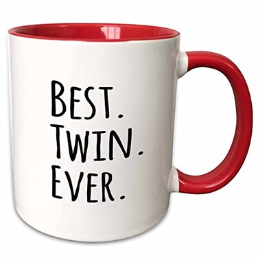 3dRose Best Twin Ever Mug, 11 oz, Red,mug1515455